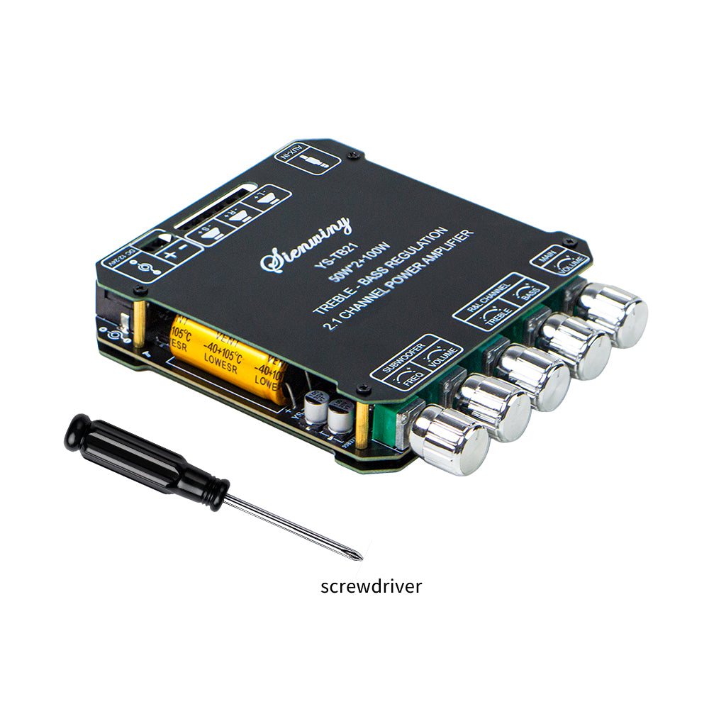 New! Sienwiny YS-TB21 2.1 Ch. Audio Amplifier 200W 50Wx2+100W Subwoofer Module With AUX Input, Treble Bass EQ For DIY Speaker